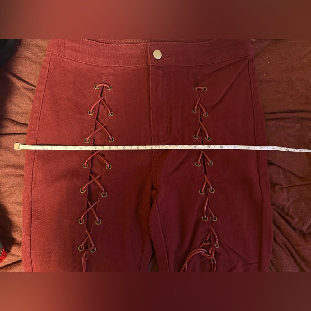 Maroon tie up flared pants size medium - Picture 9 of 9
